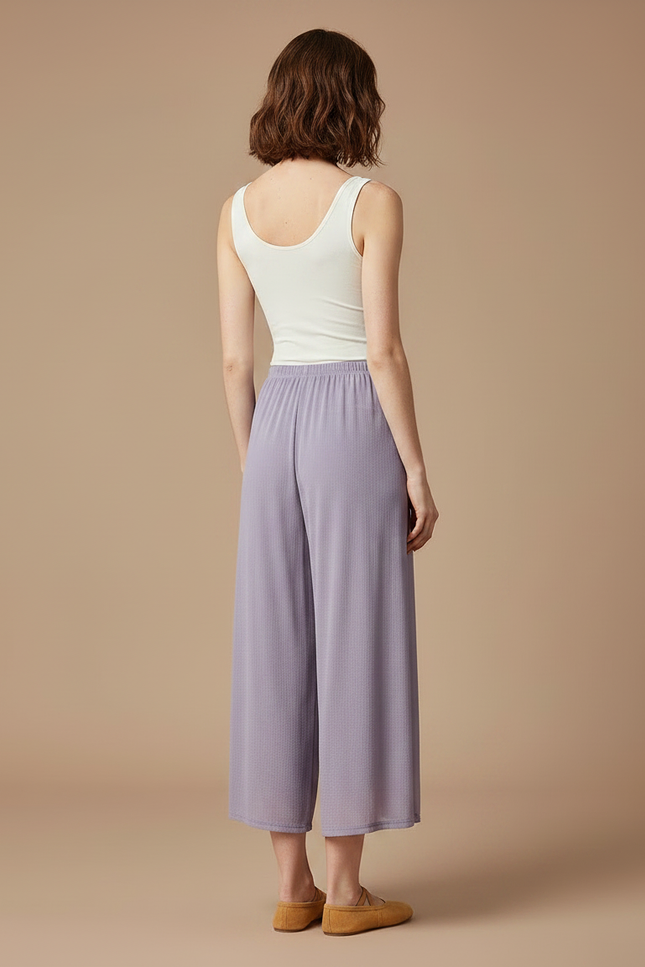 Pantalon Chinois Violet Ample Fluide Fendu Élégant - Polyester - vue 2