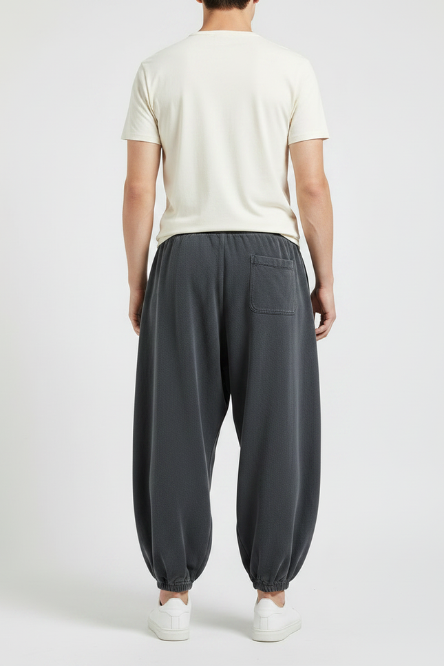 Pantalon Chinois Sarouel Ample Gris Décontracté - Molleton - vue 2