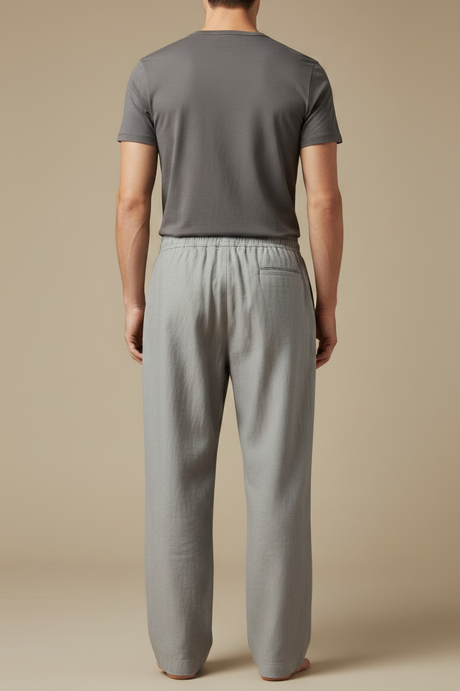 Pantalon Chinois Gris Clair Ample Coton Décontracté Homme - vue 2