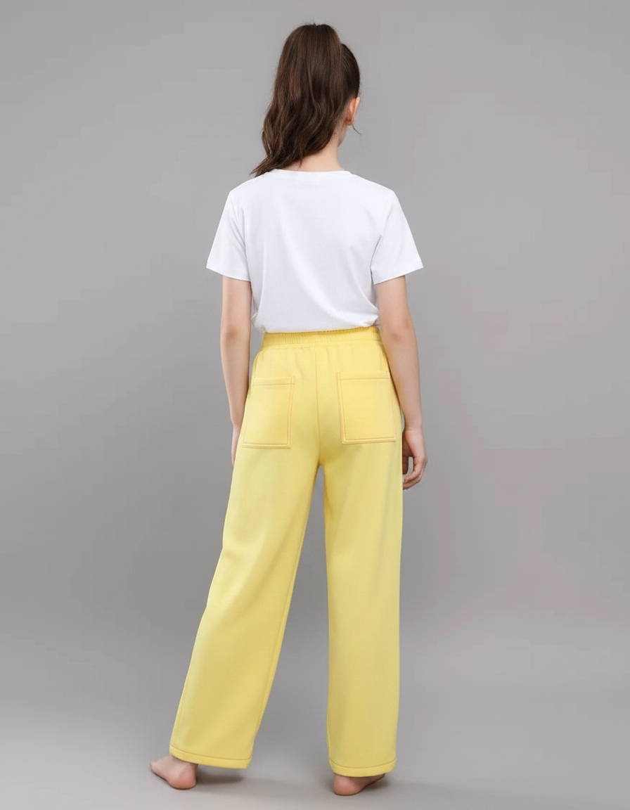 Pantalon Chinois Jaune Ample Décontracté Enfant - Molleton - vue 2