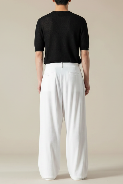 Pantalon Chinois Blanc Ample Fluide Lin Homme - vue 2