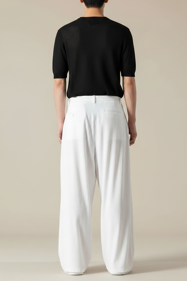 Pantalon Chinois Blanc Ample Fluide Lin Homme - vue 2