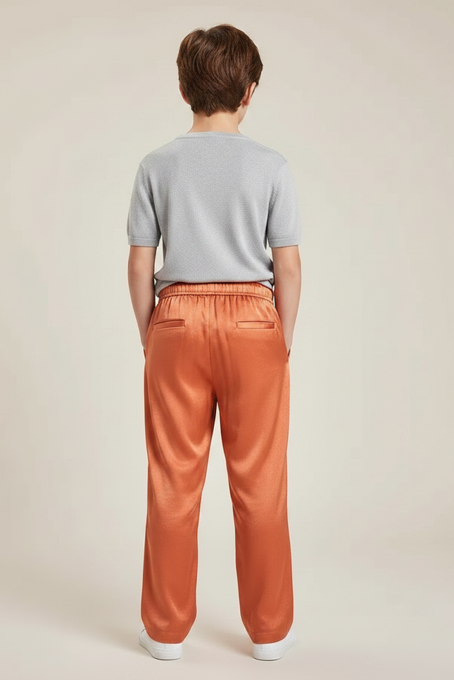 Pantalon Chinois Orange Satiné Ample Fluide Enfant - vue 2