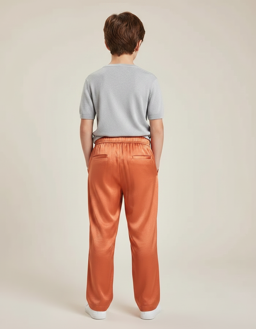 Pantalon Chinois Orange Satiné Ample Fluide Enfant - vue 2