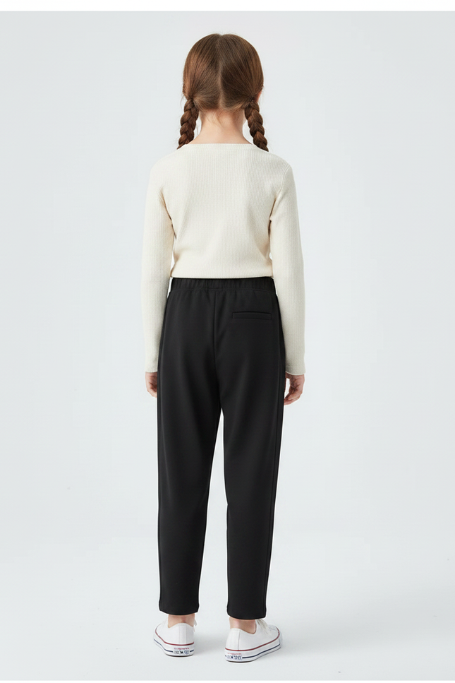Pantalon Chinois Noir Ample Décontracté Enfant - Polyester - vue 2