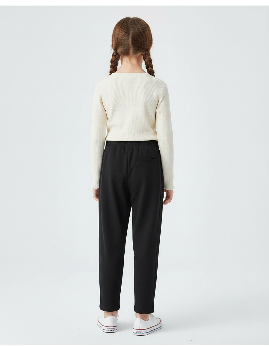 Pantalon Chinois Noir Ample Décontracté Enfant - Polyester - vue 2