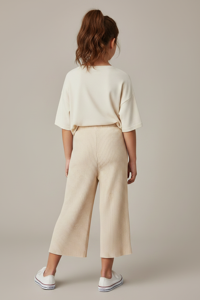 Pantalon Chinois Beige Côtelé Ample Décontracté Enfant - Maille - vue 2