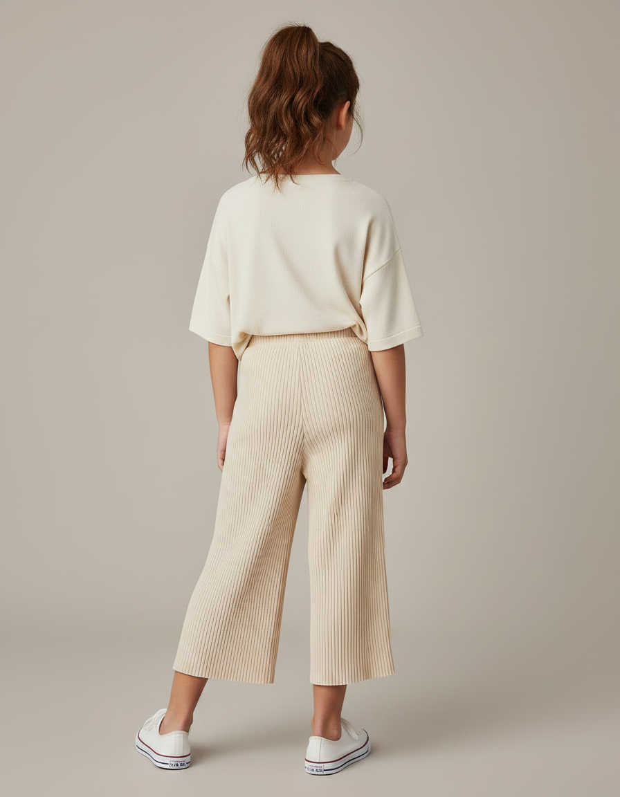 Pantalon Chinois Beige Côtelé Ample Décontracté Enfant - Maille - vue 2