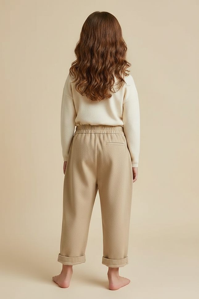 Pantalon Chinois Beige Ample Coton Enfant Décontracté - Laine - vue 2