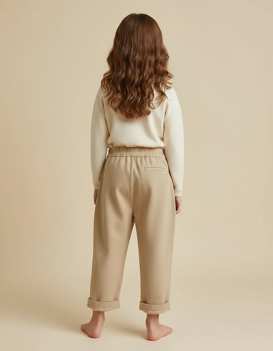 Pantalon Chinois Beige Ample Coton Enfant Décontracté - Laine - vue 2