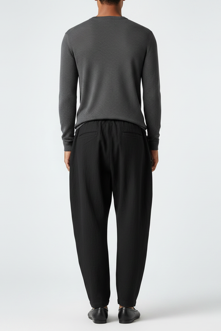 Pantalon Chinois Homme Noir Sarouel Lin - vue 2