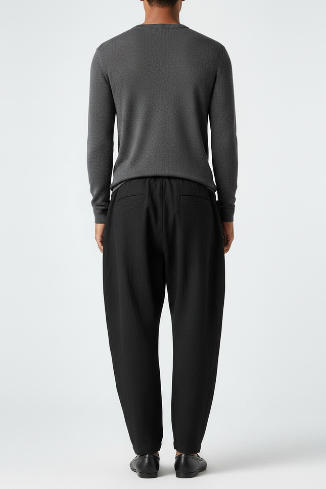 Pantalon Chinois Homme Noir Sarouel Lin - vue 2