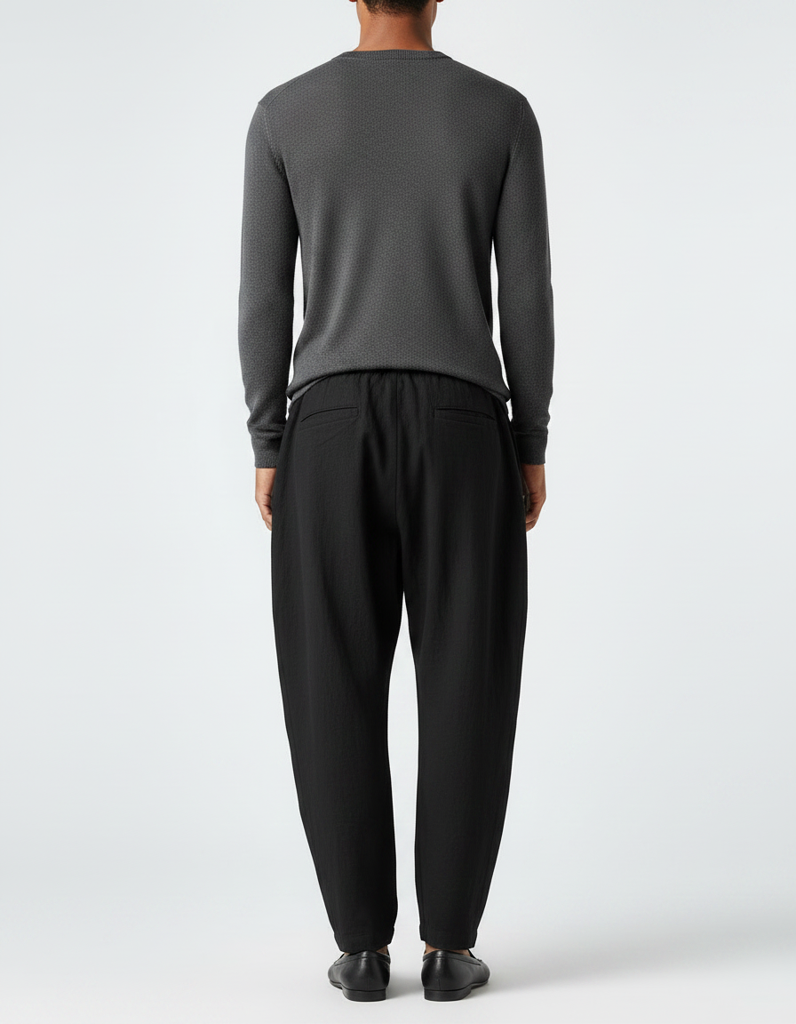 Pantalon Chinois Homme Noir Sarouel Lin - vue 2