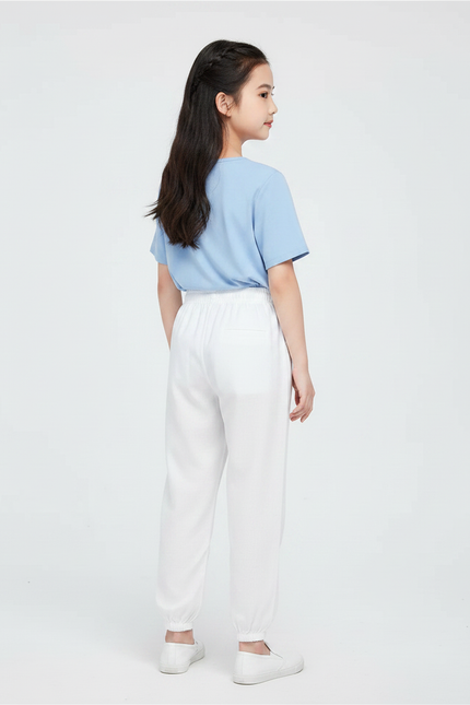 Pantalon Chinois Blanc Ample Coton Élastique Enfant - vue 2