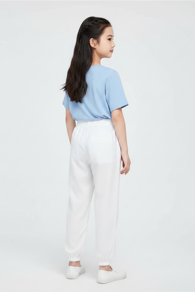 Pantalon Chinois Blanc Ample Coton Élastique Enfant - vue 2