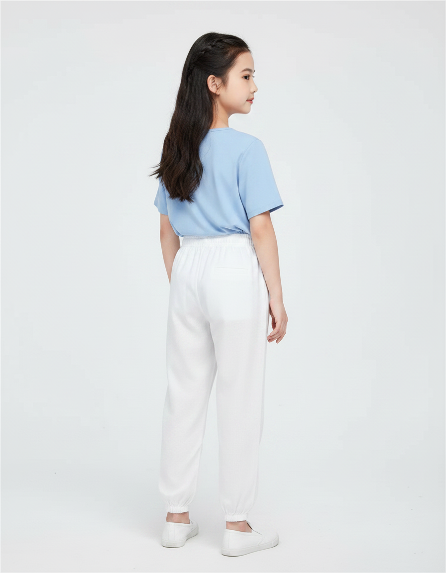 Pantalon Chinois Blanc Ample Coton Élastique Enfant - vue 2