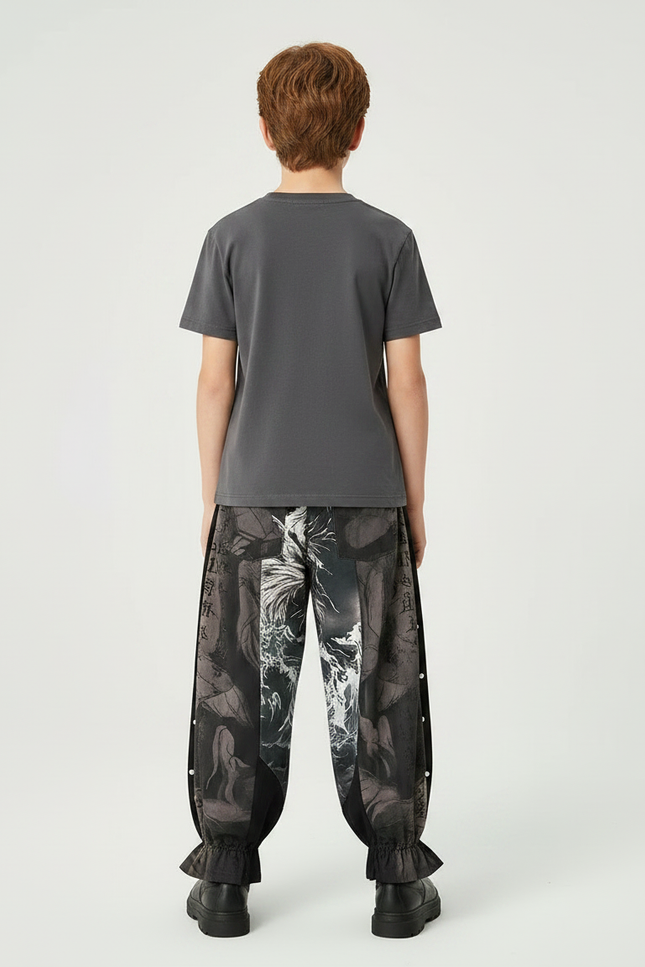 Pantalon Chinois Imprimé Ample Noir Enfant Hanfu - Polyester - vue 2