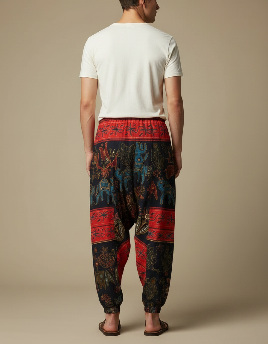 Pantalon Chinois Homme Bleu Marine Sarouel - Multicolore Coton - vue 2