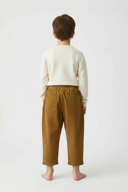 Pantalon Chinois Marron Côtelé Ample Garçon Décontracté - Cordé - vue 2