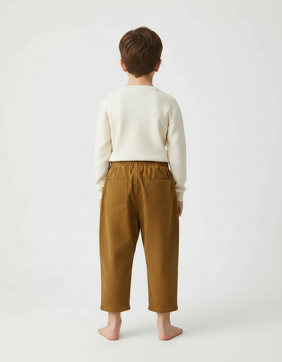 Pantalon Chinois Marron Côtelé Ample Garçon Décontracté - Cordé - vue 2