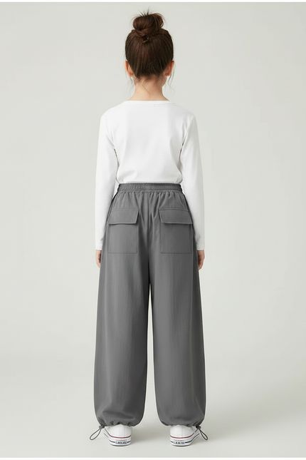 Pantalon Chinois Gris Ample Cargo Enfant Décontracté - Polyester - vue 2