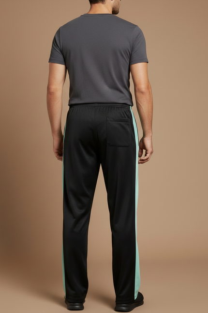 Pantalon Chinois Noir Bandes Vertes Sport Homme - Polyester - vue 2