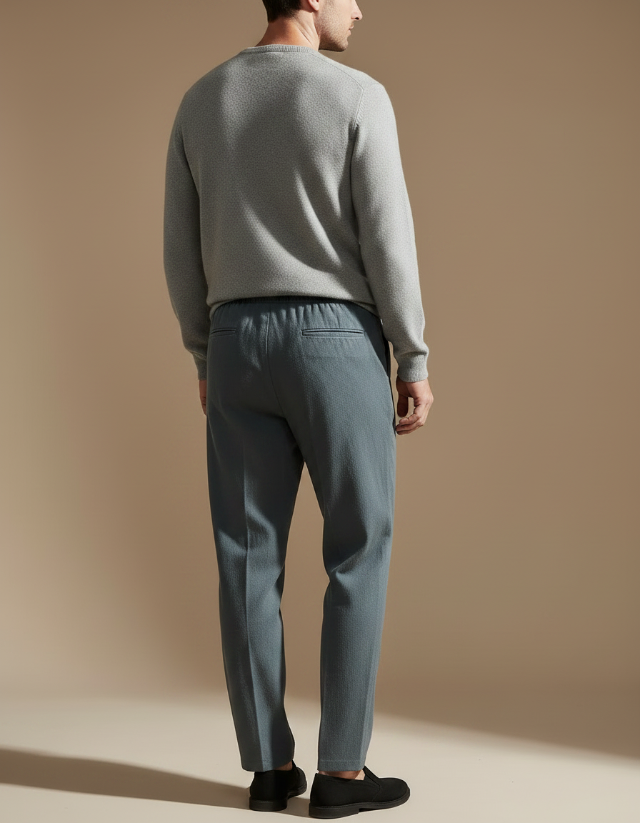 Pantalon Chinois Gris Décontracté Ample Coton Homme - vue 2