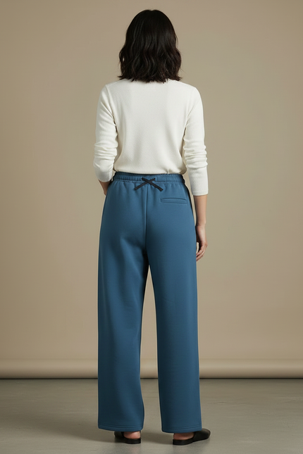 Pantalon Chinois Bleu Ample Fluide Décontracté Femme - Molleton - vue 2