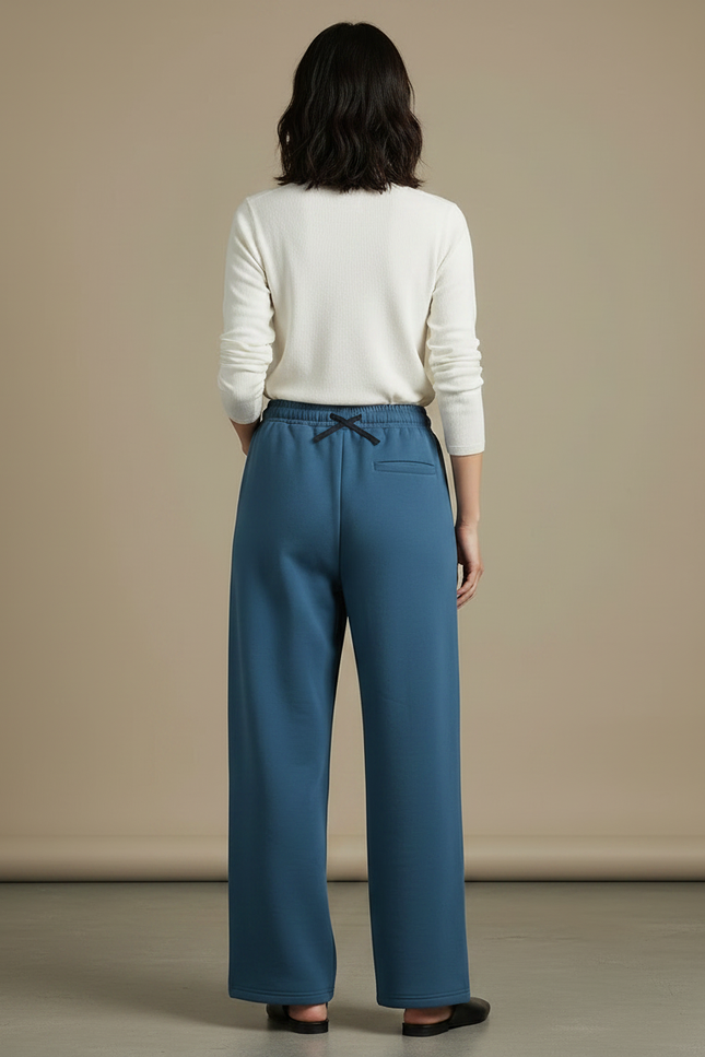 Pantalon Chinois Bleu Ample Fluide Décontracté Femme - Molleton - vue 2