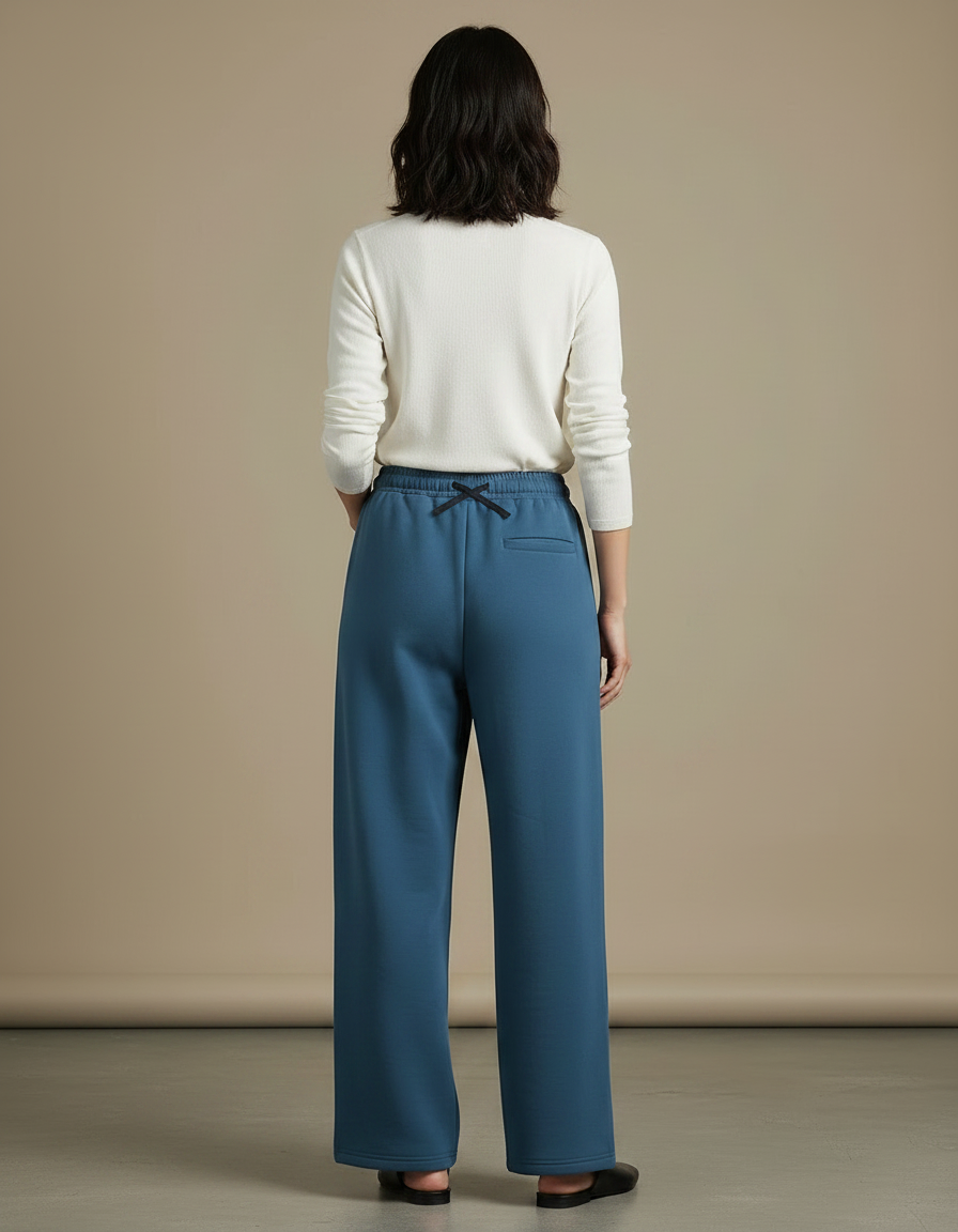 Pantalon Chinois Bleu Ample Fluide Décontracté Femme - Molleton - vue 2