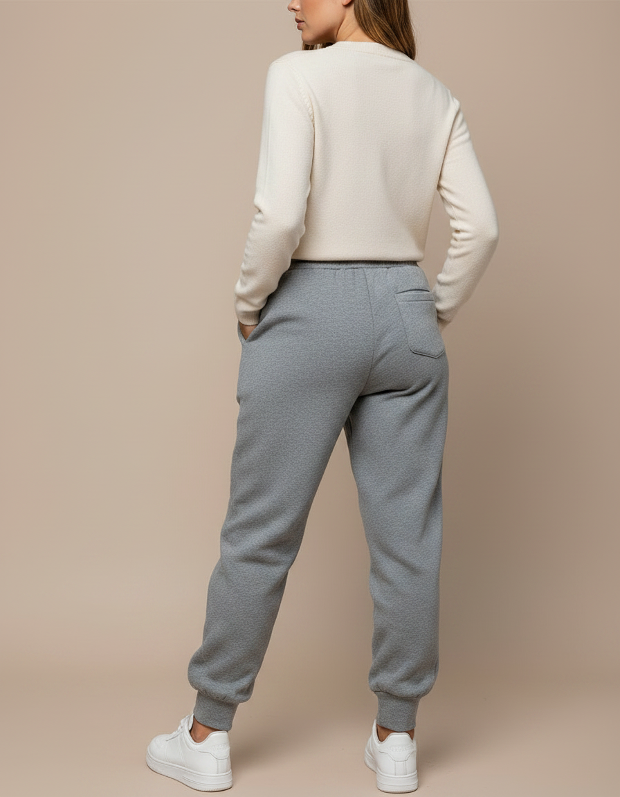 Pantalon Chinois Gris Dragon Molletonné Ample Décontracté - vue 2