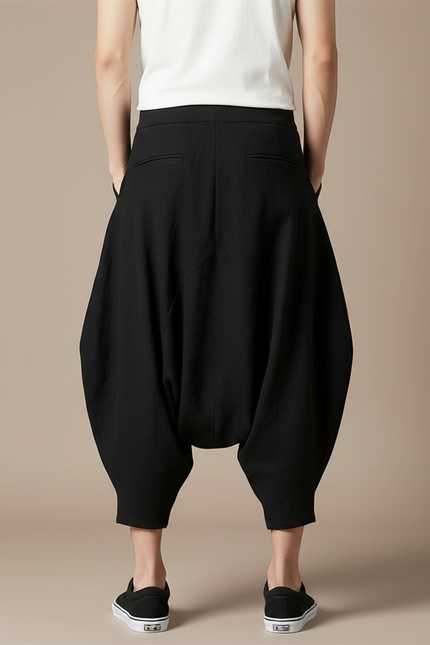 Pantalon Chinois Noir Ample Coton Homme Décontracté - vue 2