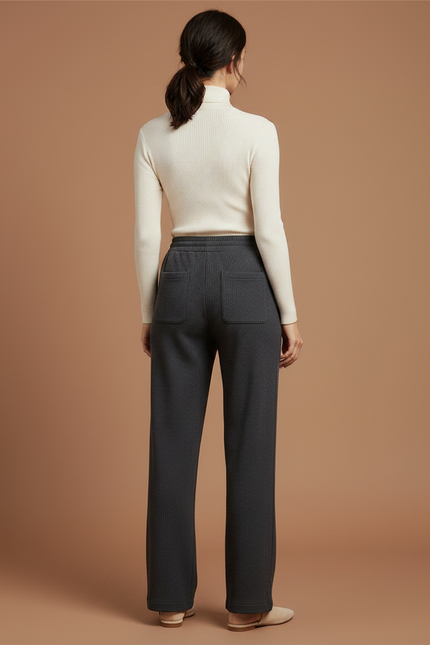 Pantalon Chinois Côtelé Gris Ample Confortable Femme - Cordé - vue 2
