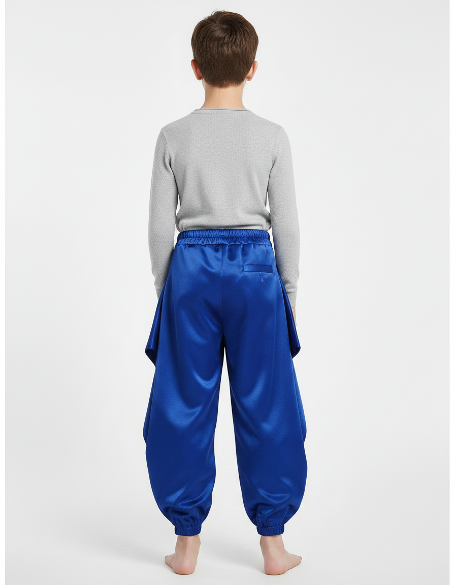 Pantalon Chinois Bleu Royal Satiné Ample Bouffant Enfant - vue 2