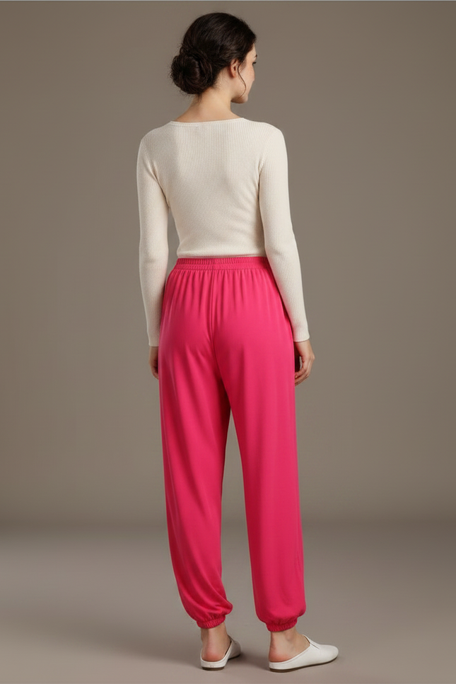 Pantalon Chinois Rose Ample Fluide Sport Femme - Viscose - vue 2