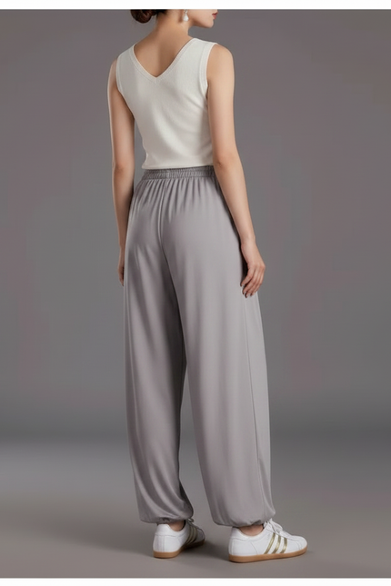 Pantalon Chinois Gris Fluide Ample Sport Léger - Polyester - vue 2