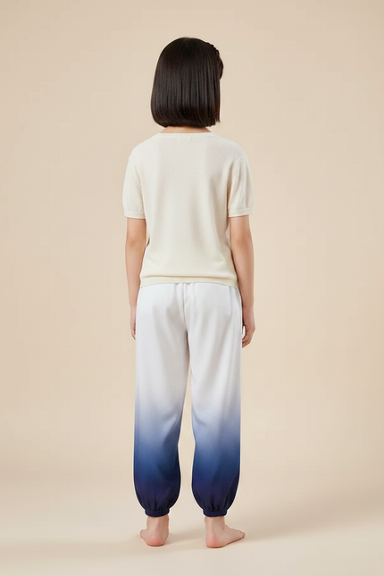 Pantalon Chinois Dégradé Bleu Ample Fluide Enfant - Viscose - vue 2
