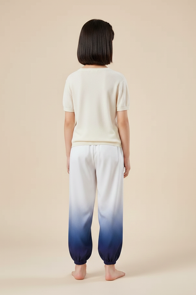 Pantalon Chinois Dégradé Bleu Ample Fluide Enfant - Viscose - vue 2