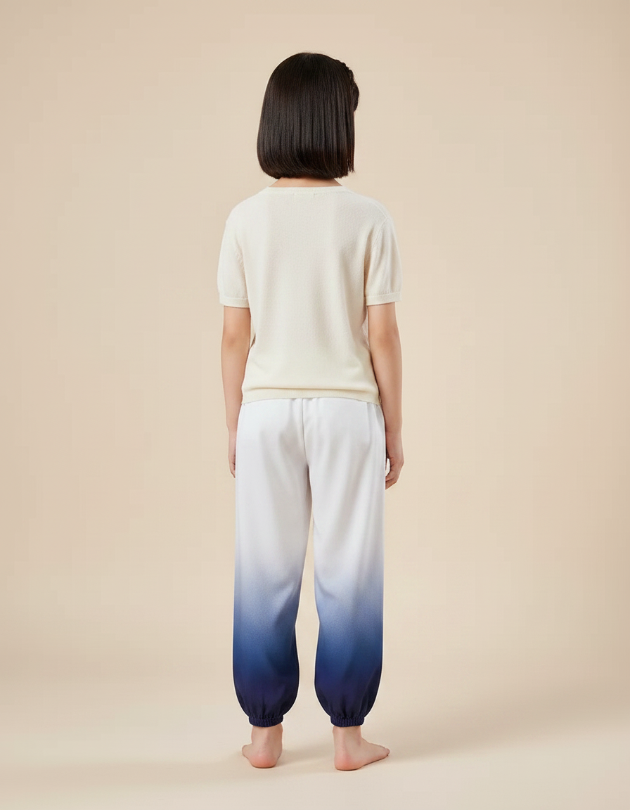 Pantalon Chinois Dégradé Bleu Ample Fluide Enfant - Viscose - vue 2
