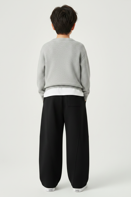 Pantalon Chinois Noir Ample Sport Coton Garçon - Molleton - vue 2