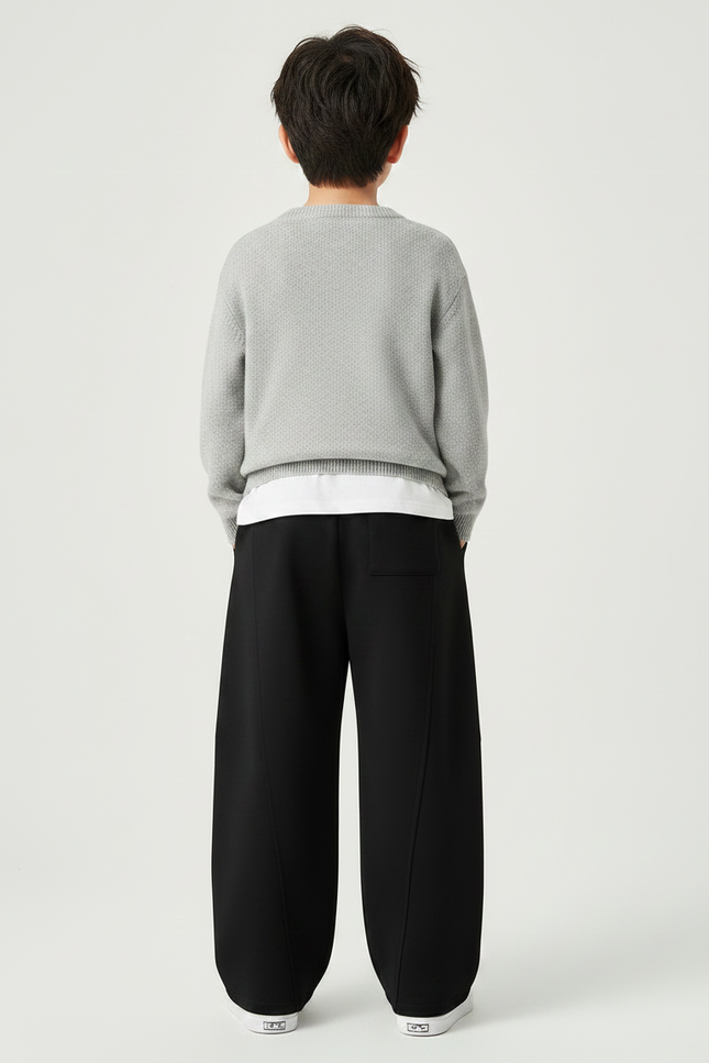 Pantalon Chinois Noir Ample Sport Coton Garçon - Molleton - vue 2