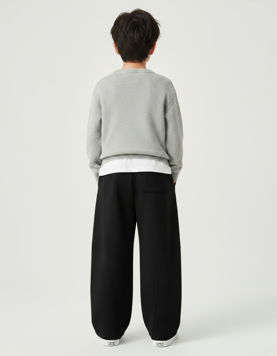Pantalon Chinois Noir Ample Sport Coton Garçon - Molleton - vue 2