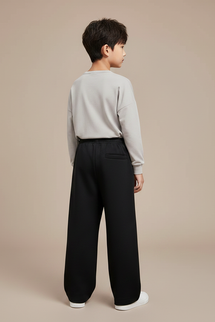 Pantalon Chinois Noir Ample Coton Sport Garçon - Molleton - vue 2