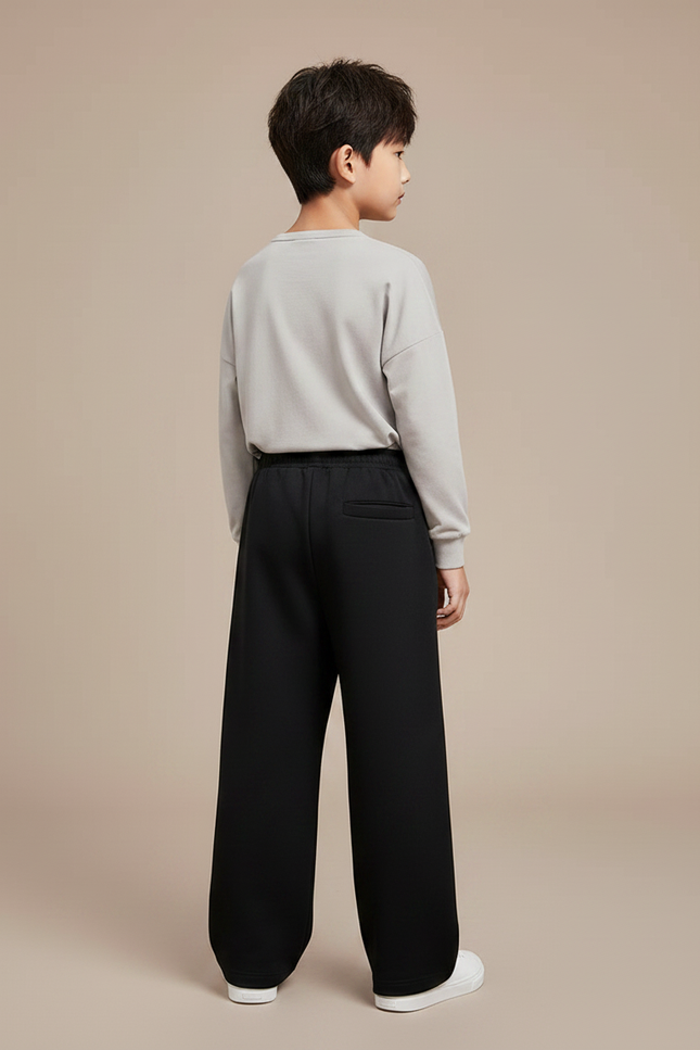 Pantalon Chinois Noir Ample Coton Sport Garçon - Molleton - vue 2
