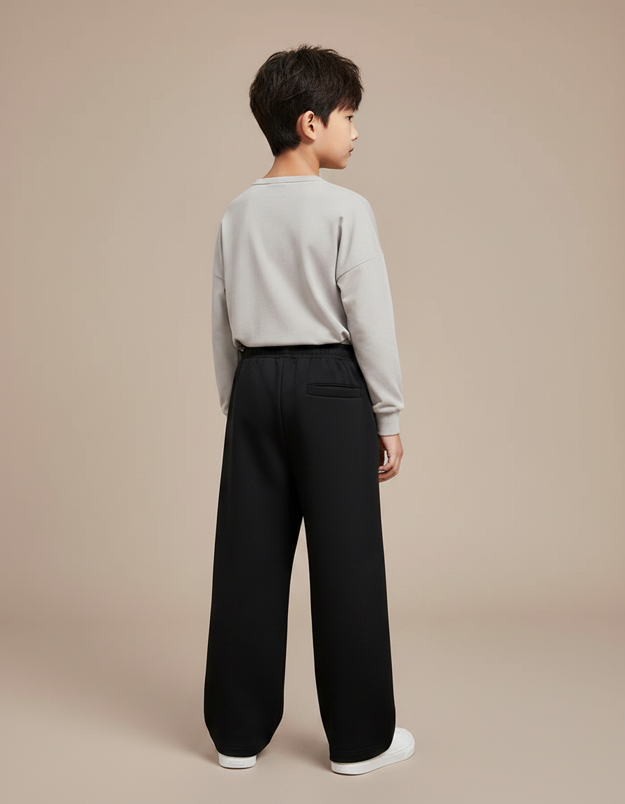 Pantalon Chinois Noir Ample Coton Sport Garçon - Molleton - vue 2