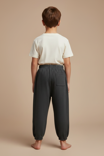 Pantalon Chinois Gris Coton Plissé Ample Enfant - vue 2