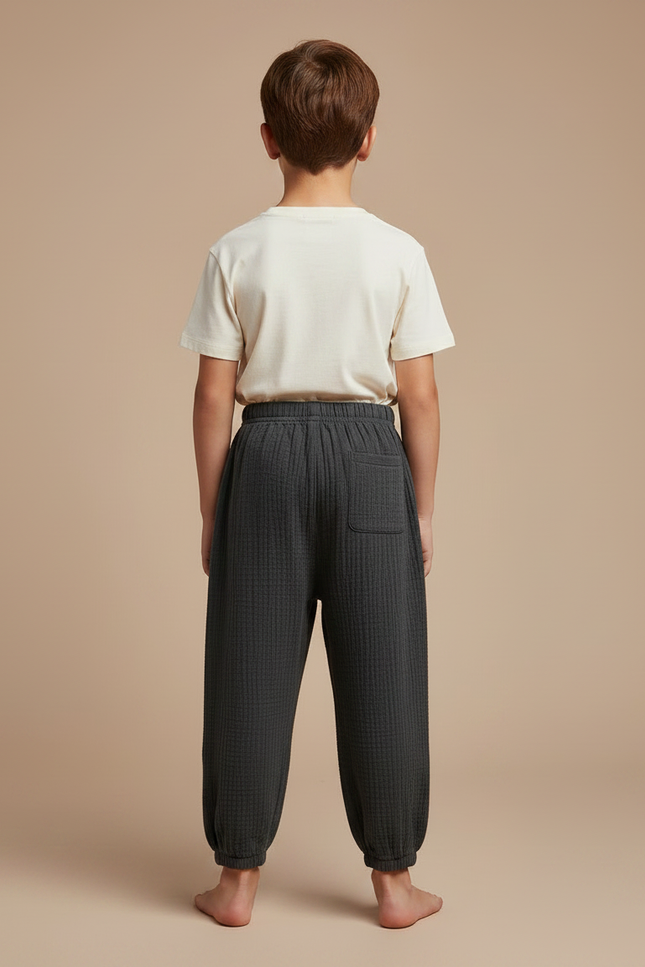 Pantalon Chinois Gris Coton Plissé Ample Enfant - vue 2
