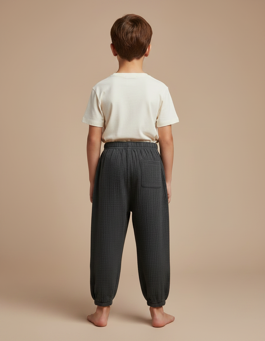 Pantalon Chinois Gris Coton Plissé Ample Enfant - vue 2