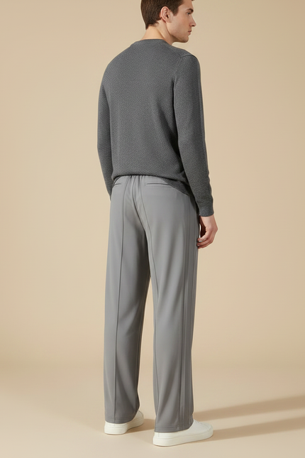 Pantalon Chinois Gris Droit Fluide Décontracté Homme - Polyester - vue 2
