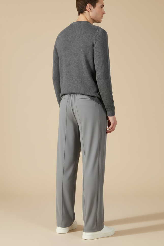 Pantalon Chinois Gris Droit Fluide Décontracté Homme - Polyester - vue 2